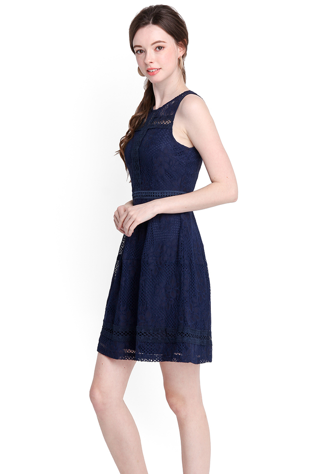 Winsome Smiles Dress In Midnight Blue