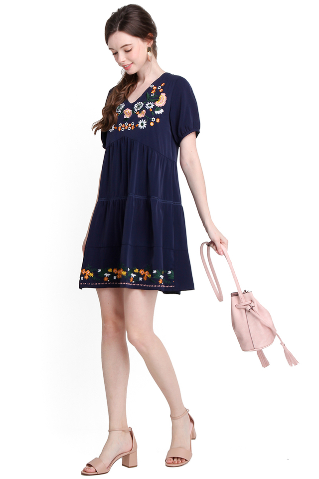 Sunshine For The Soul Dress In Midnight Blue