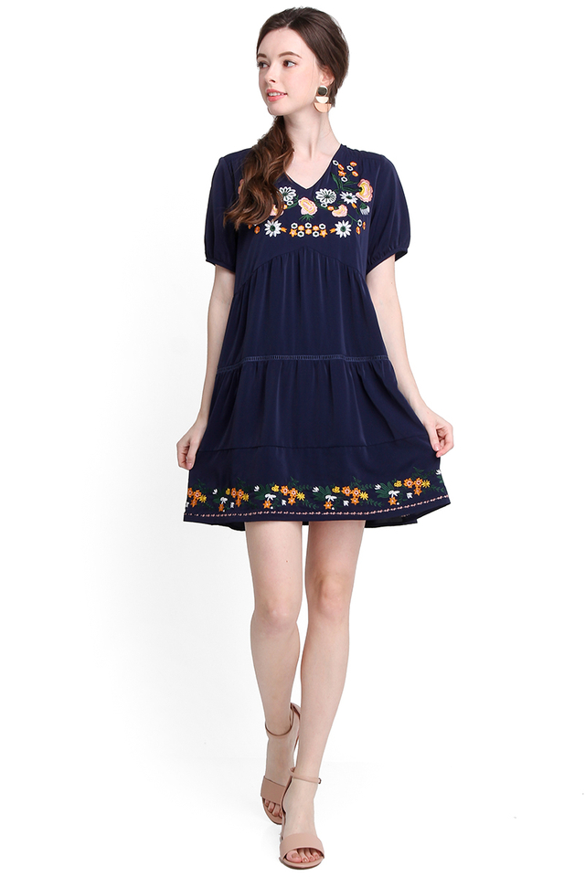 Sunshine For The Soul Dress In Midnight Blue