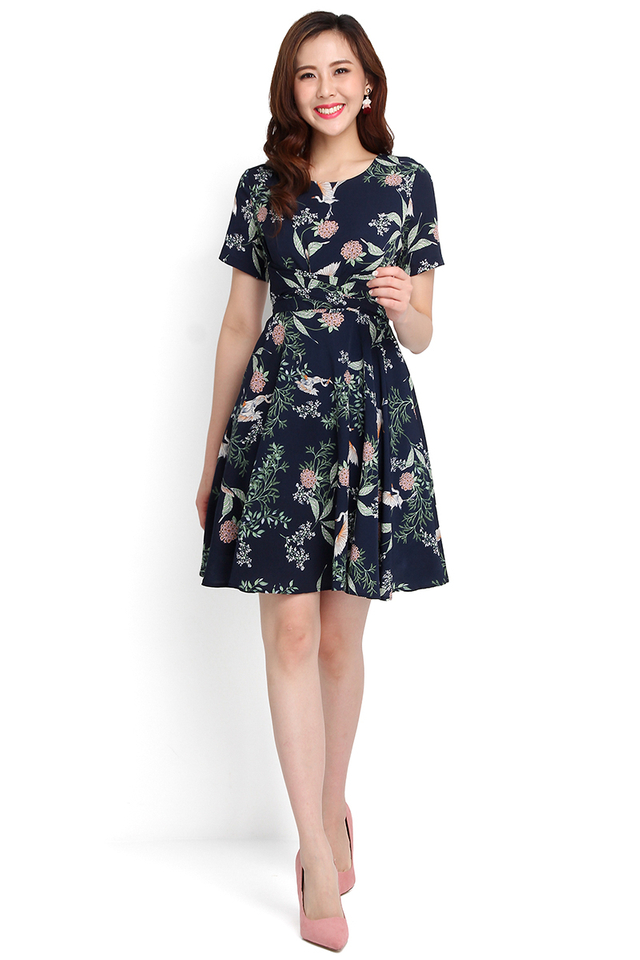 Fly Me Away Dress In Blue Florals