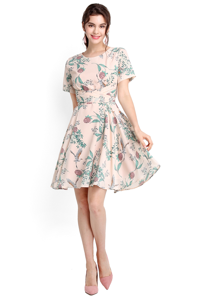Fly Me Away Dress In Peach Florals