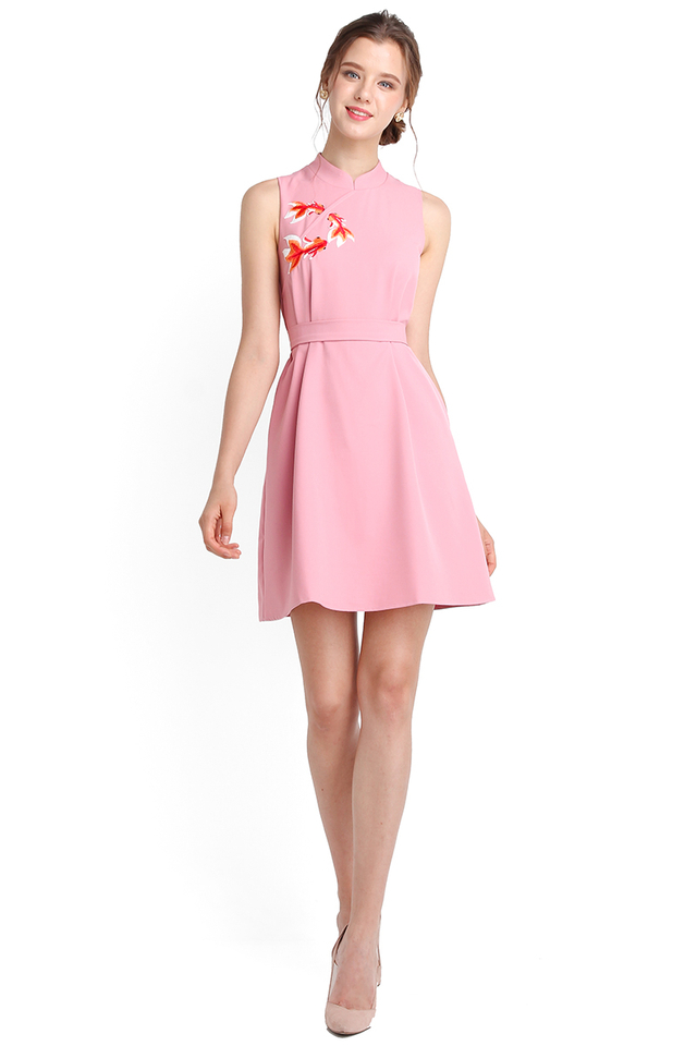 Swimmingly Well Cheongsam Dress In Rose Pink