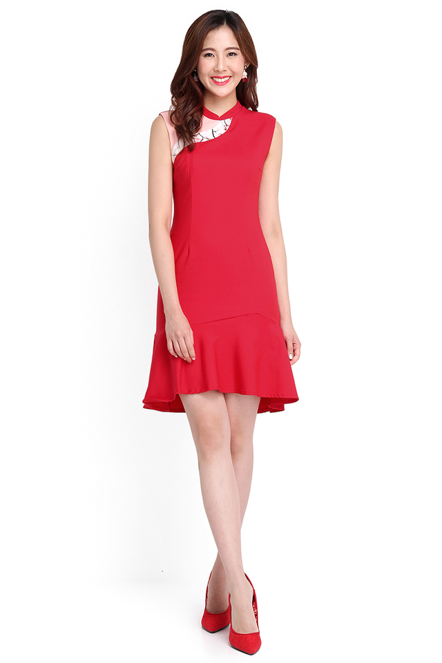 Bespoke Finesse Cheongsam Dress In Crimson Red