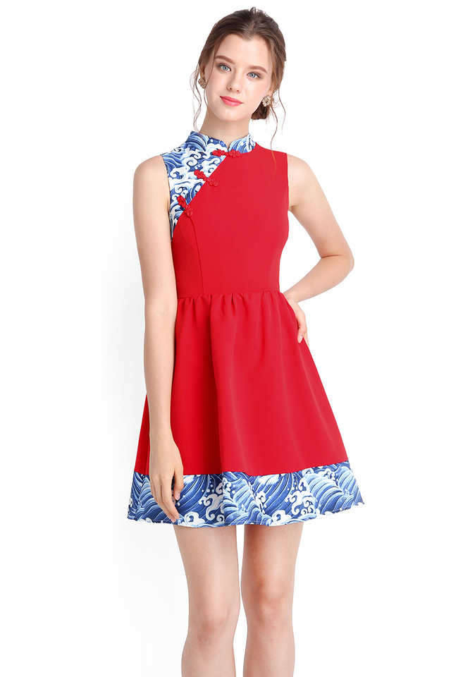 Tale As Old As Time Cheongsam Dress In Red