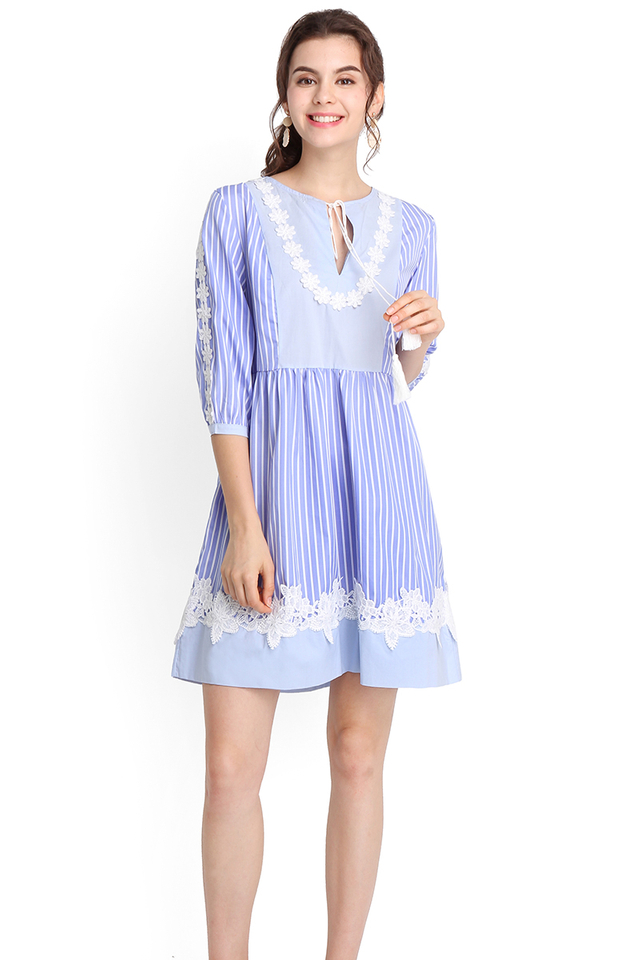 Vacation Plans Dress In Blue Stripes