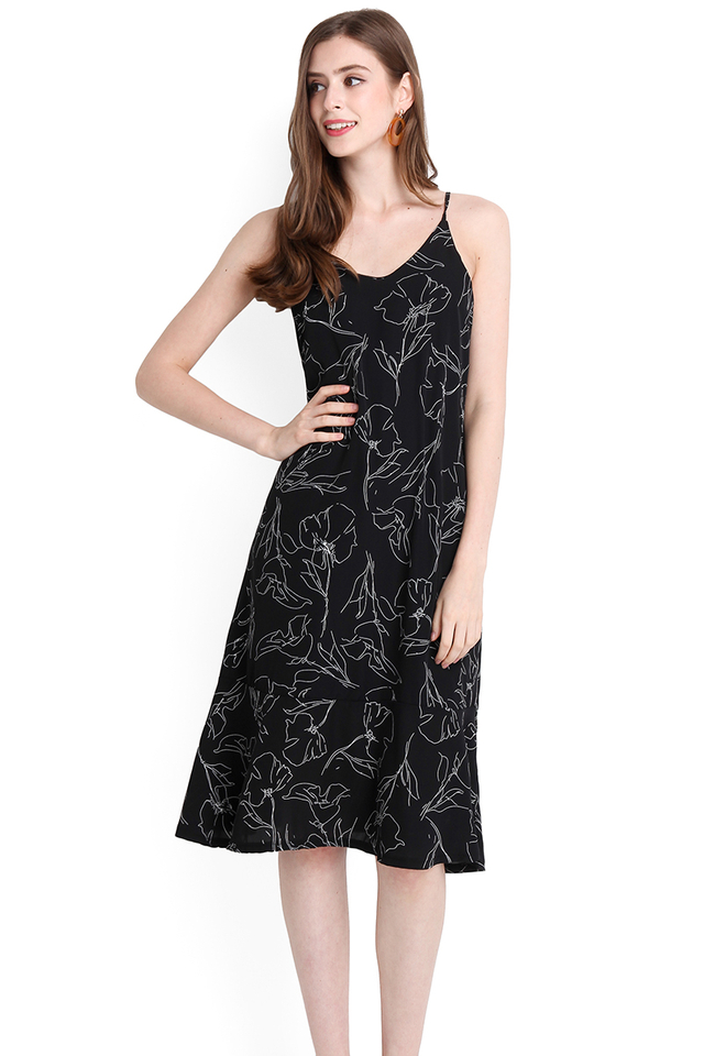 Holiday Magic Dress In Black Scribbles
