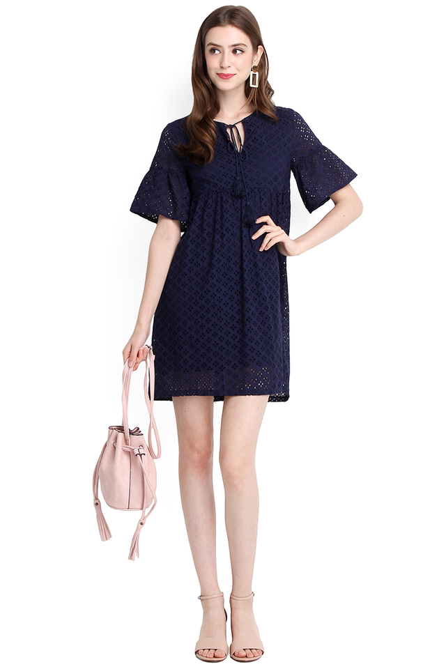 Whimsical Dreams Dress In Navy Blue