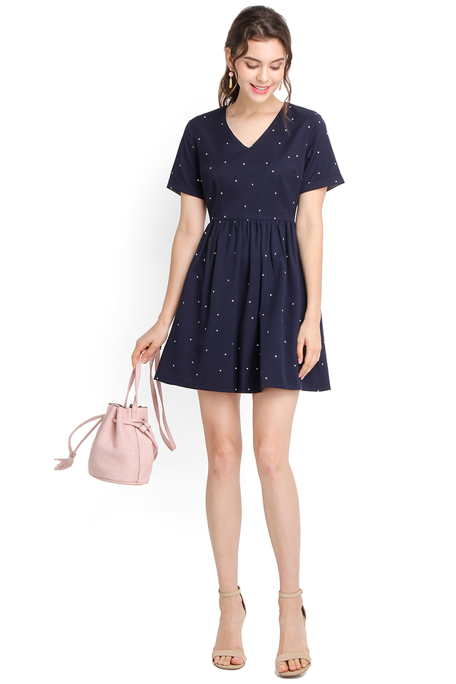 Sunday Favourite Dress In Blue Polka Dots