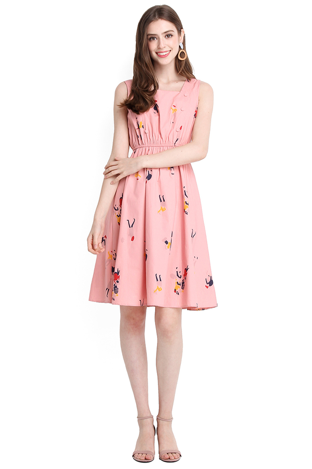 Dreamer's Paradise Dress In Pink Prints