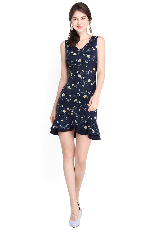 Spring Blossoms Dress In Blue Florals