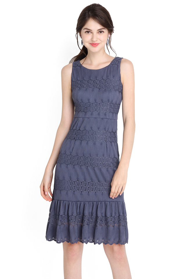Letters Of Love Dress In Muted Blue