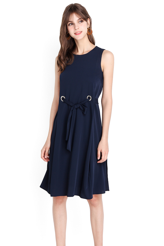 Thread And Done Dress In Navy Blue