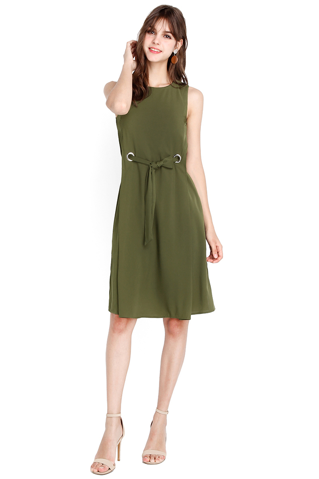 Thread And Done Dress In Olive Green