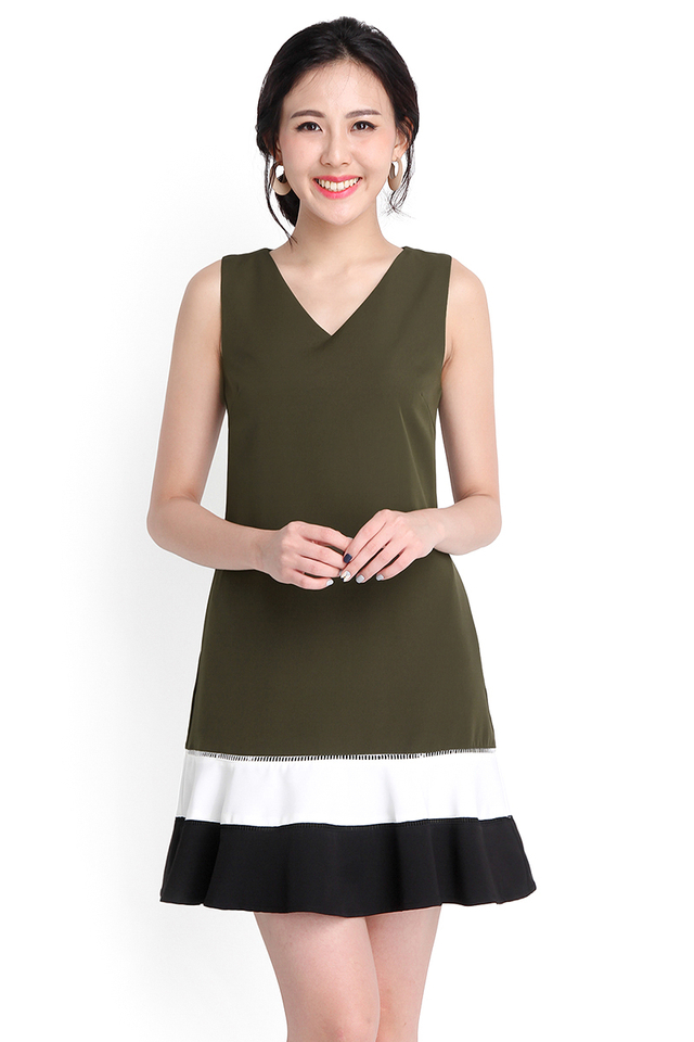 Charismatic Charm Dress In Olive Green