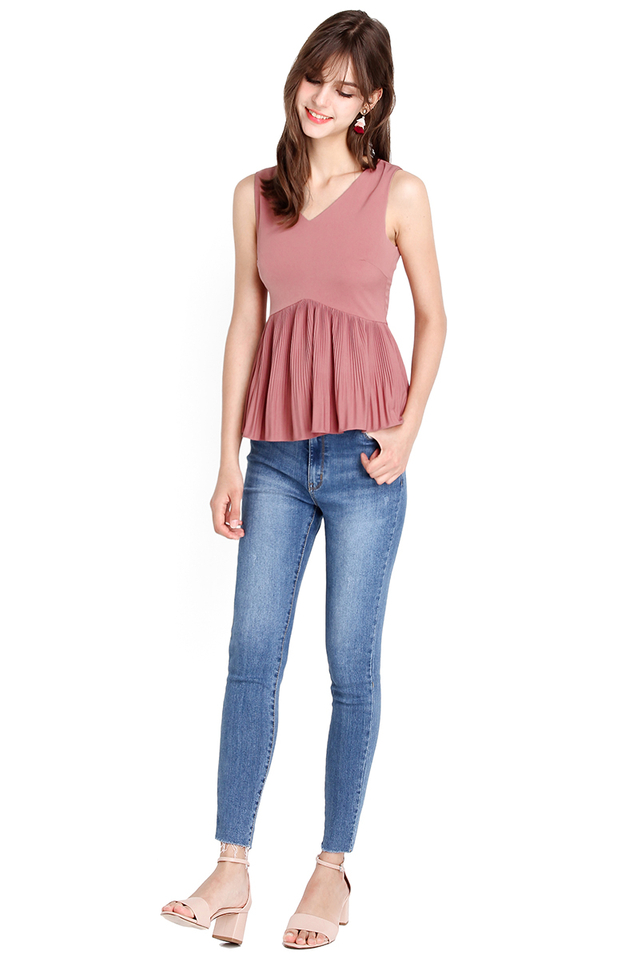 Riding Waves Top In Tea Rose