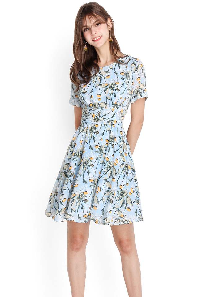Daisies And Oud Dress In Sky Florals 