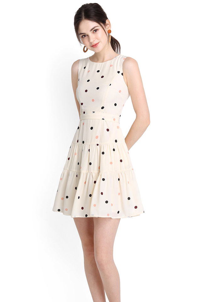 Tinkle Twinkle Dress In Cream Polka Dots