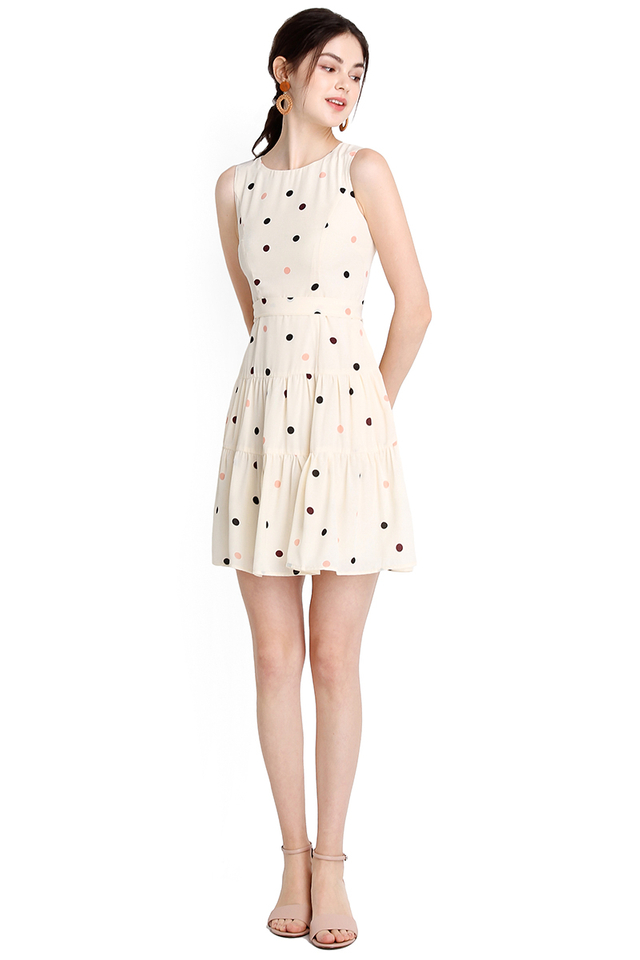 Tinkle Twinkle Dress In Cream Polka Dots