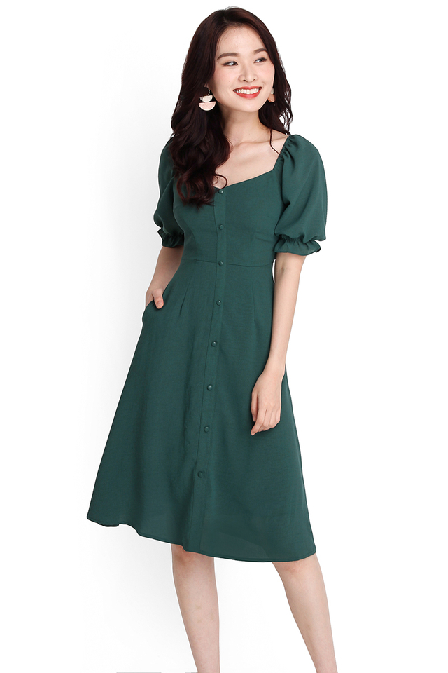 Romantic Fairytale Dress In Forest Green