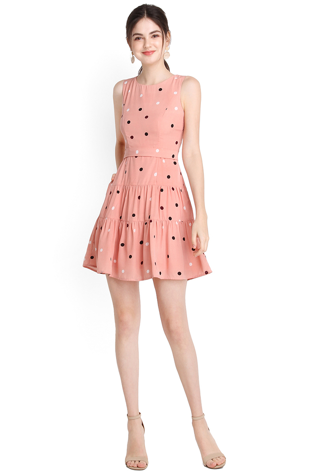 Tinkle Twinkle Dress In Pink Polka Dots