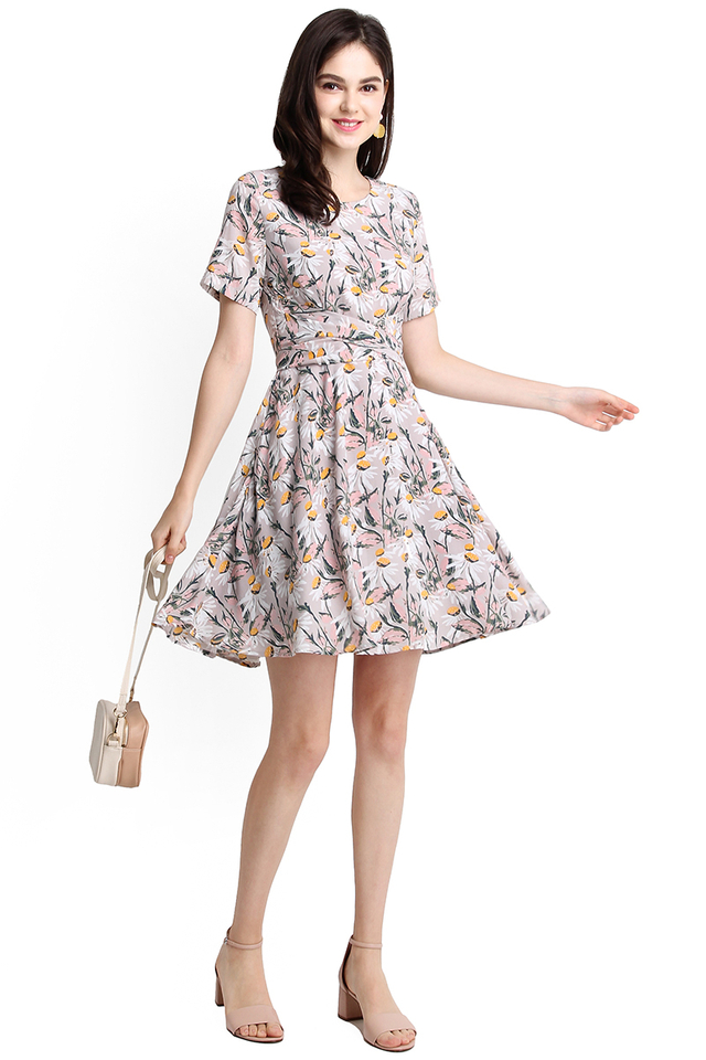 Daisies And Oud Dress In Pink Florals 