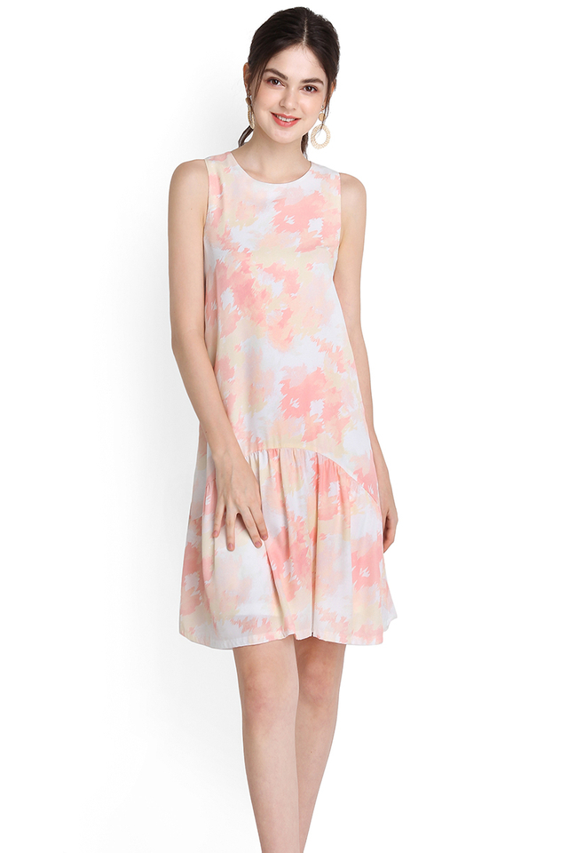 Blushing Beauty Dress In Peach Prints