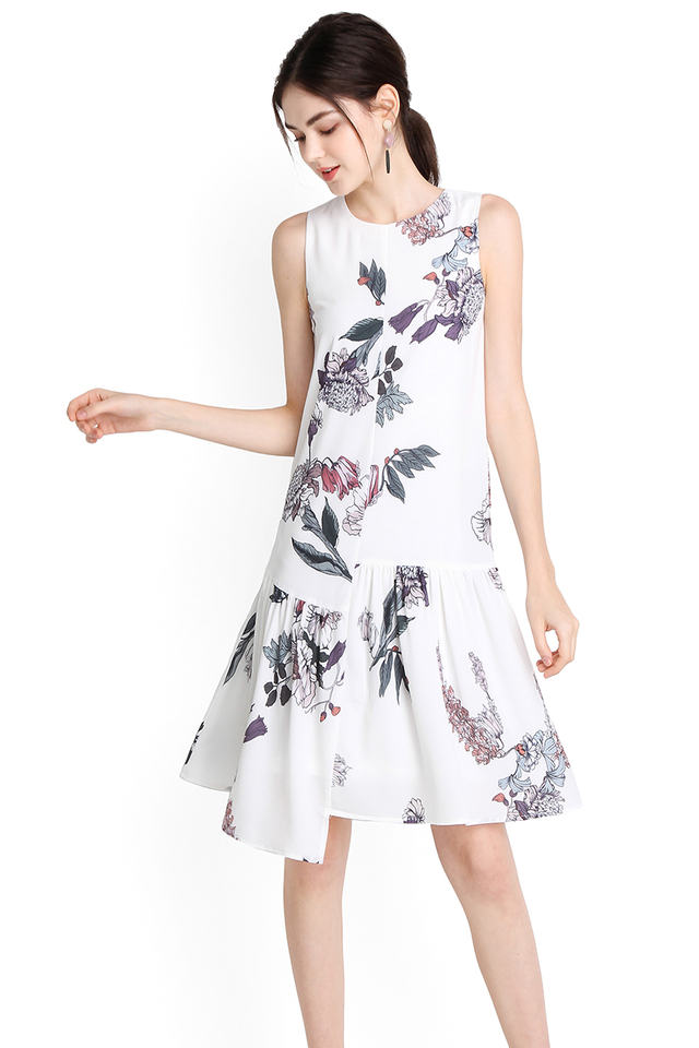 Budding Affection Dress In White Florals