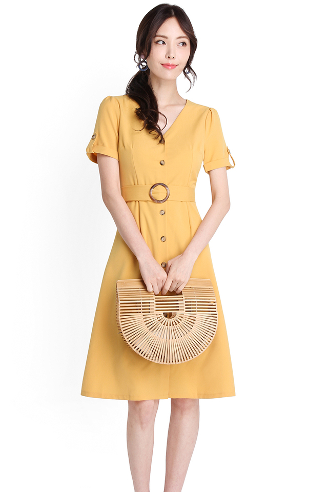 Lighthearted Moments Dress In Mustard Yellow