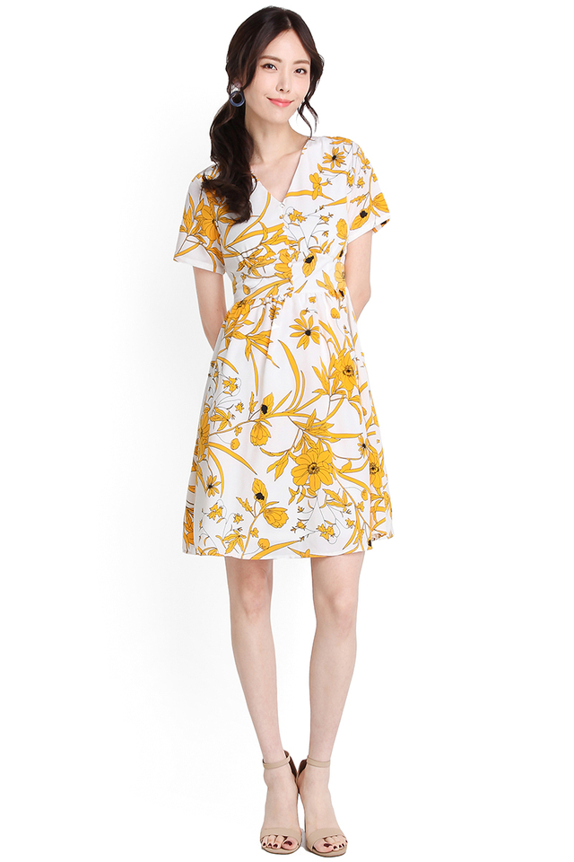 Summer Sunshine Dress In Yellow Florals