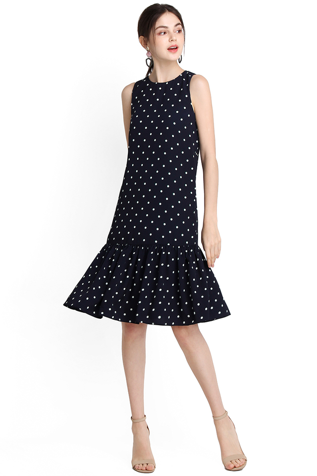 Sprinkles Party Dress In Blue Polka Dots
