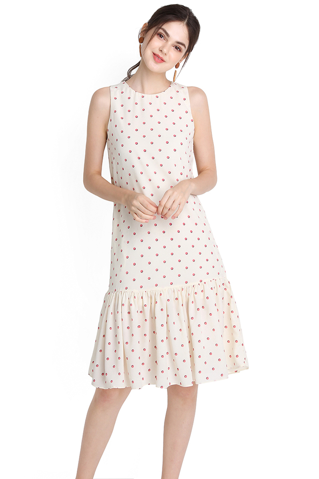 Sprinkles Party Dress In Cream Polka Dots