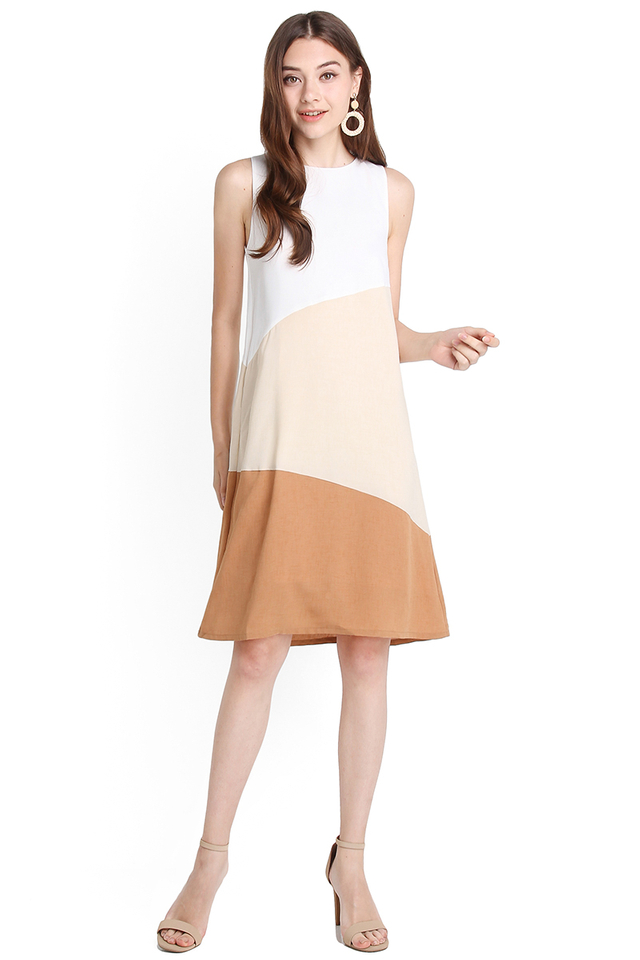 Sunny Disposition Dress In Latte