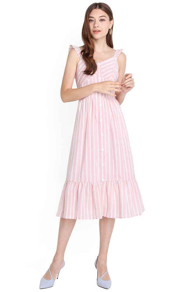Weekend Favourite Dress In Pink Stripes
