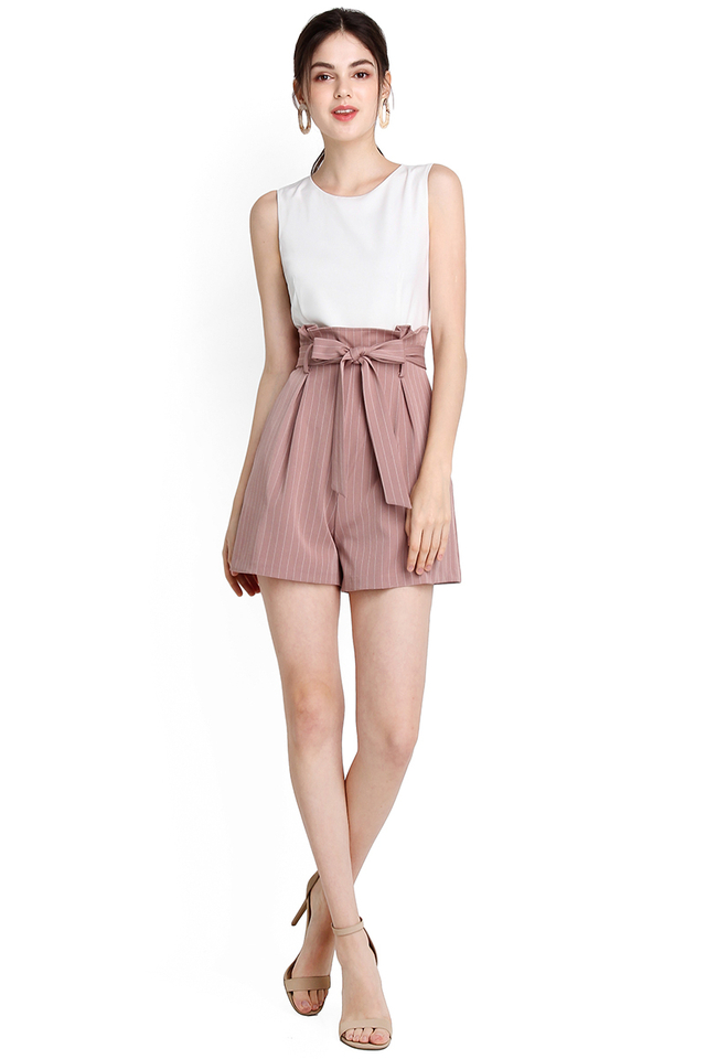 Seasons To Come Romper In Pink Stripes