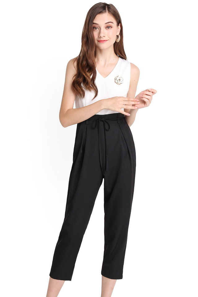 Polished Influence Romper In White Black