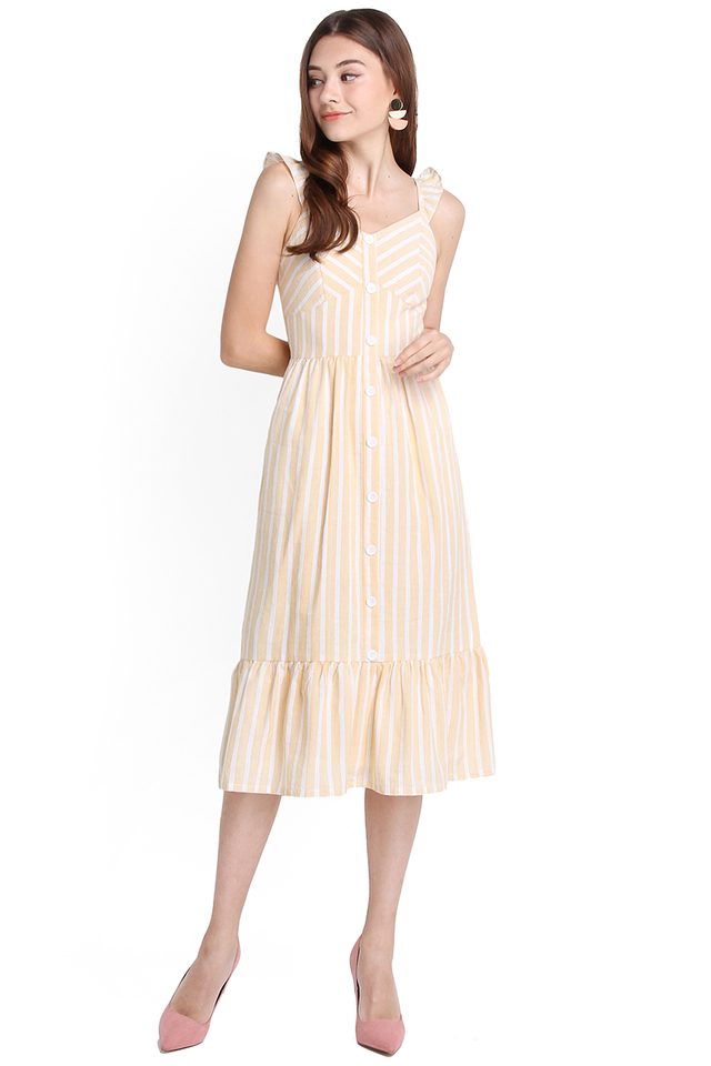 Weekend Favourite Dress In Yellow Stripes