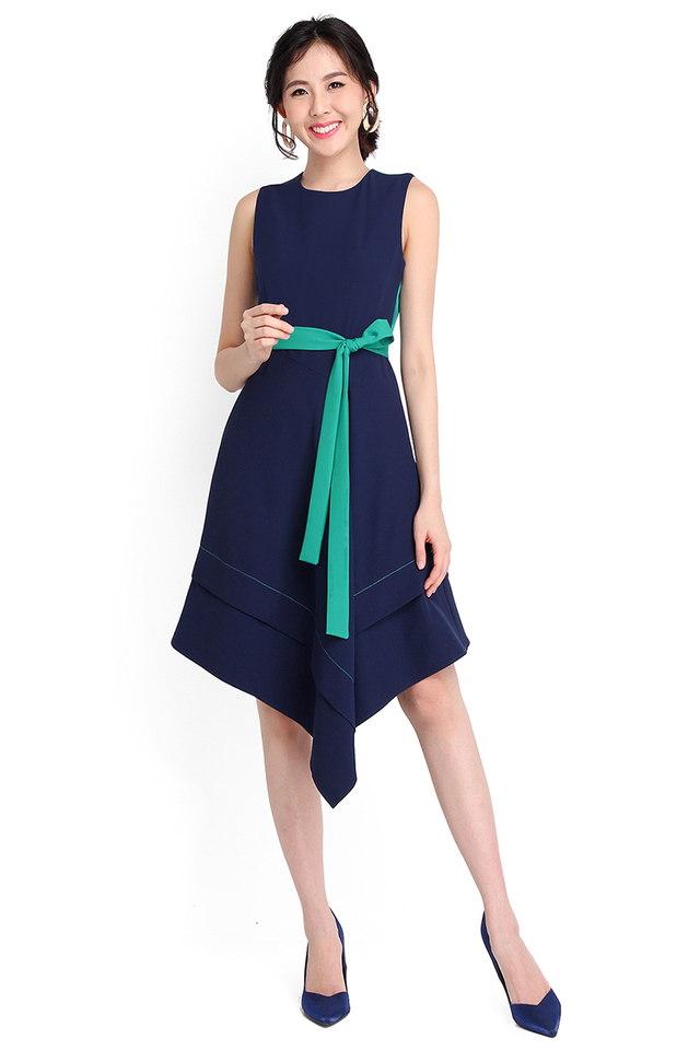 Head Of Your Class Dress In Navy Blue