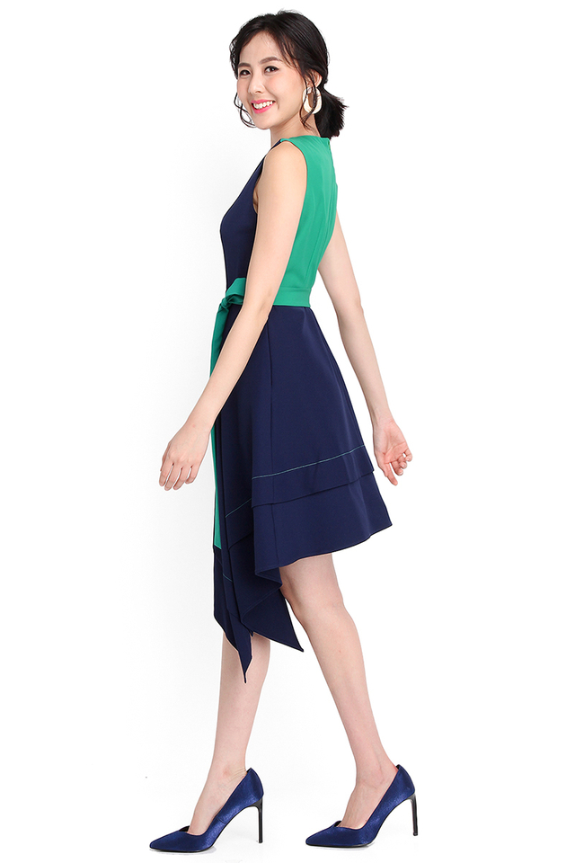 Head Of Your Class Dress In Navy Blue