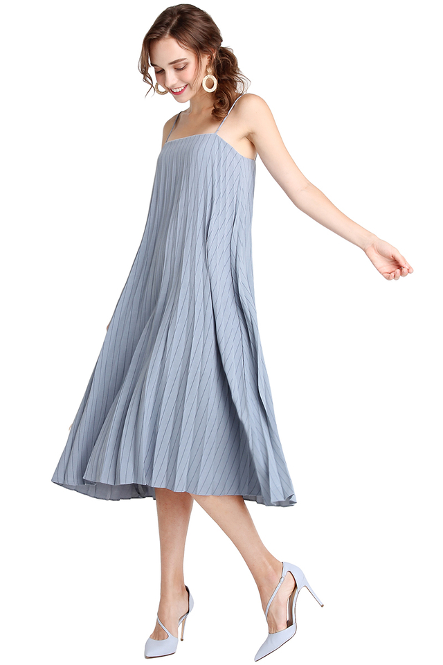 Over The Moon Dress In Blue Stripes