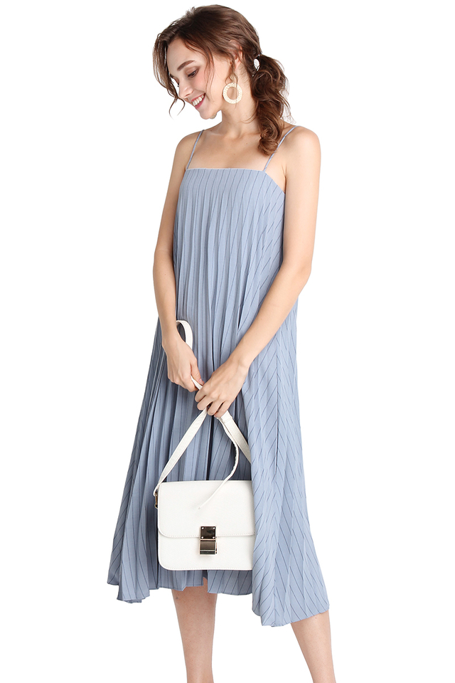 Over The Moon Dress In Blue Stripes