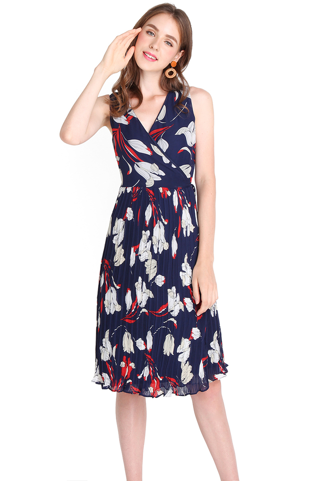 Key To My Heart Dress In Blue Florals
