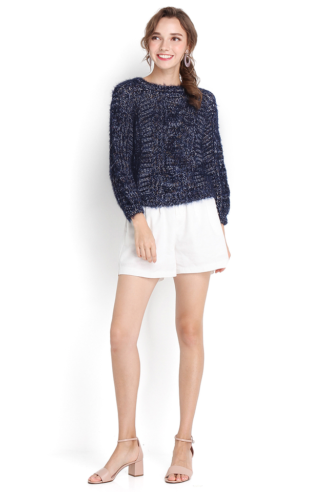 Movie Date Pullover In Navy Blue