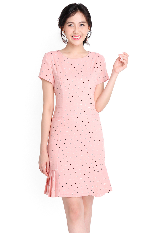 Sweet Confectionery Dress In Pink Polka Dots