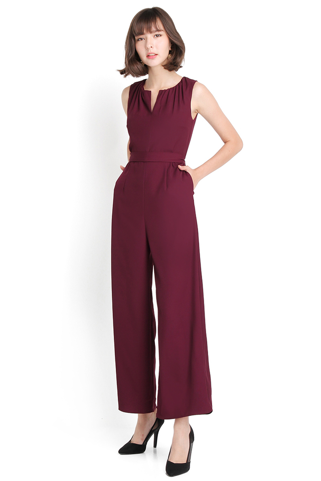 Classiness On Point Romper In Burgundy