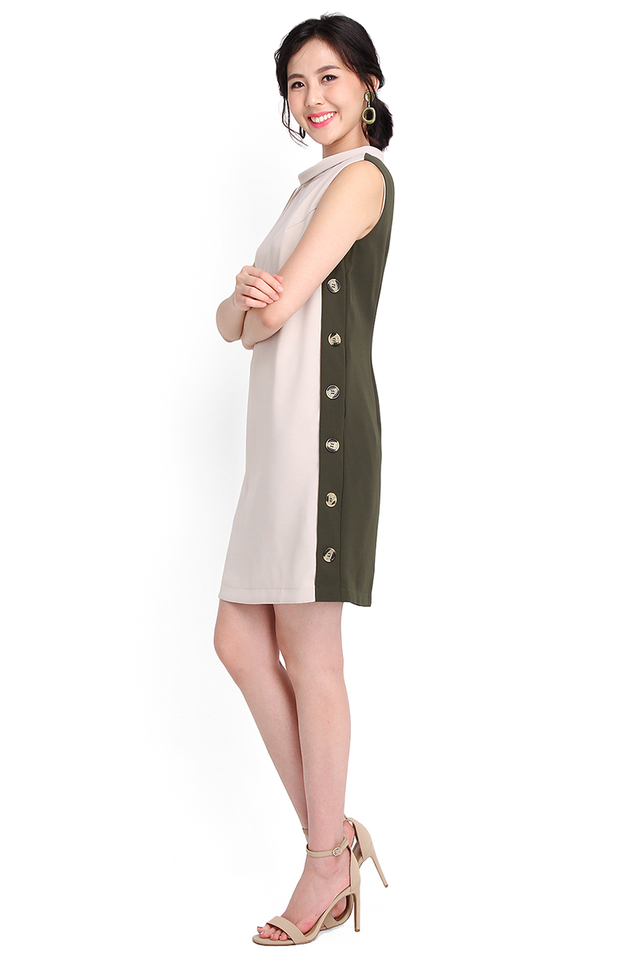 Timeless Tailoring Dress In Sand Olive