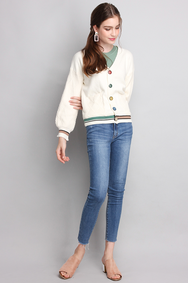 Primary Hues Cardigan In Ivory