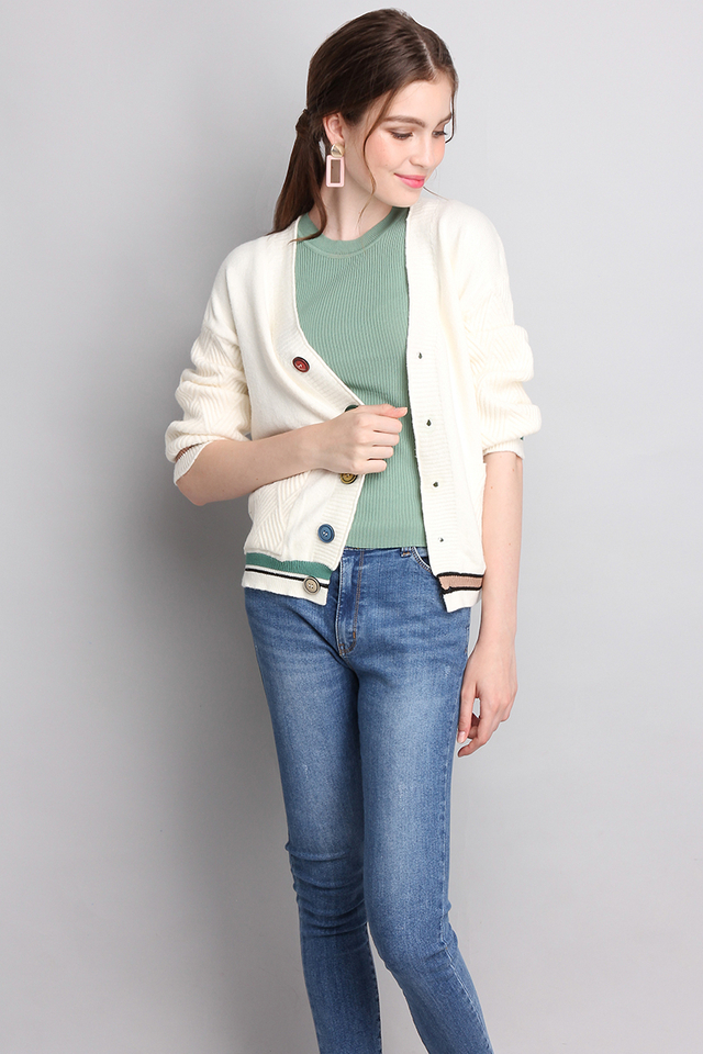 Primary Hues Cardigan In Ivory