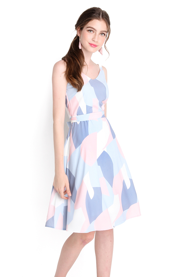 Pastel Summer Dress In Abstract Prints