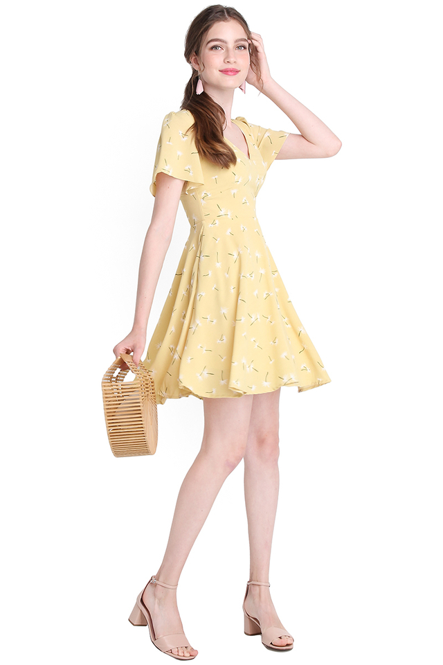 Spring Accent Dress In Yellow Dandelions