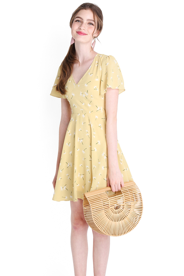 Spring Accent Dress In Yellow Dandelions